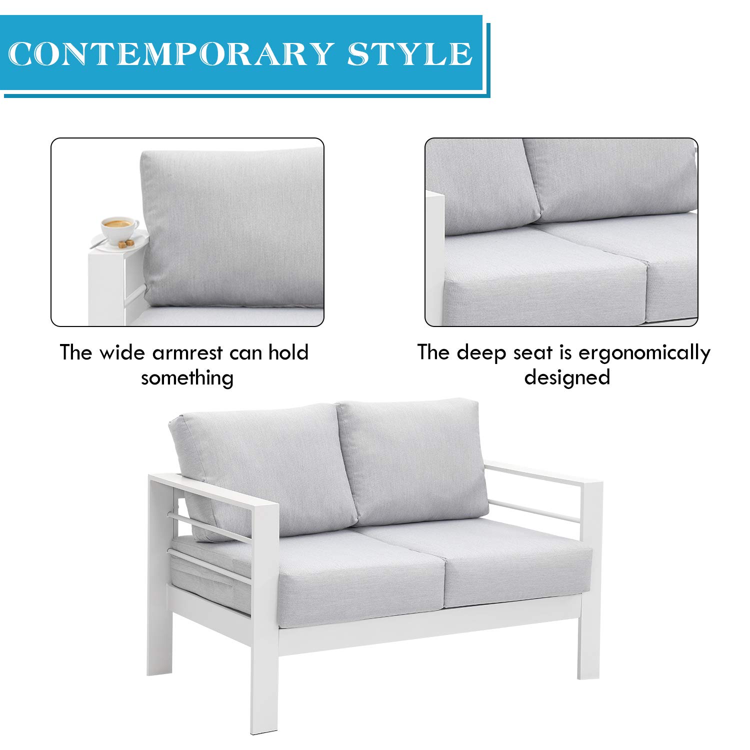 Wisteria Lane Patio Furniture Aluminum Loveseat, AllWeather Outdoor 2