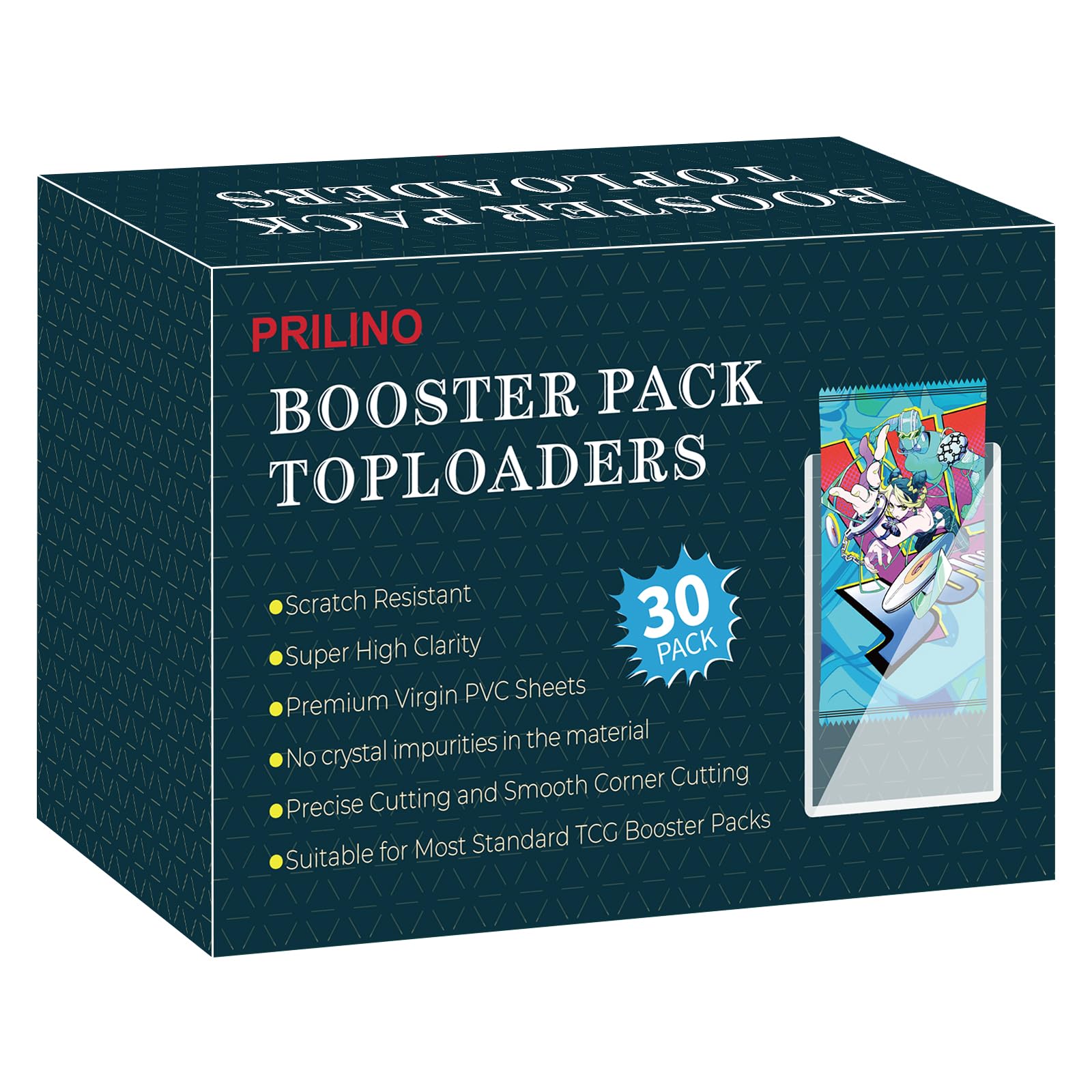 Photo 1 of 30-Pack Booster Pack Topload Holders - Cards Booster Packs Toploders, UV Protection Protect, Premium Top Loaders Secure Protection Collectible Cards, Card Protectors Hard Plastic and Clear Display