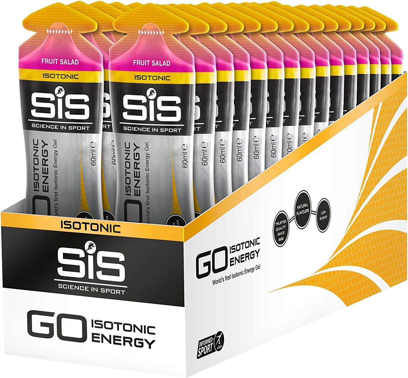 Science in Sport GO Isotonic Energy Gels, Running Gels with 22 g Carbohydrates, Low Sugar, Fruit Salad Flavour