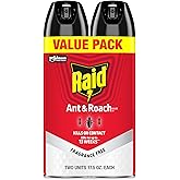 Raid Ant &amp; Roach Killer Bug Spray, Fragrance Free, 17.5 oz, 2 Count | Kills Ants &amp; Roaches on Contact, Keeps Killing For Up to 13 Weeks, For Home Use, No Lingering Chemical Odor