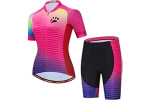 JPOJPO Women's Cycling Jersey Set Bike T-Shirt Reflective+5D Padded Shorts S-3XL
