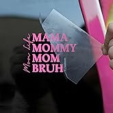 Pink Mama Mommy Bruh Car Decal, Mother's Day, Funny Sticker, Motivation Positivity, Hot Mom - Vinyl Waterproof 6 Inches Bumper Decal Gift for Mom Dad Friend Coworker