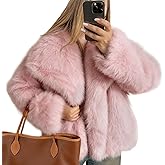 Flygo Women's Faux Fur Coat Fluffy Faux Fur Jacket Long Sleeve Lapel Furry Winter Jackets Shaggy Parka Short Coat