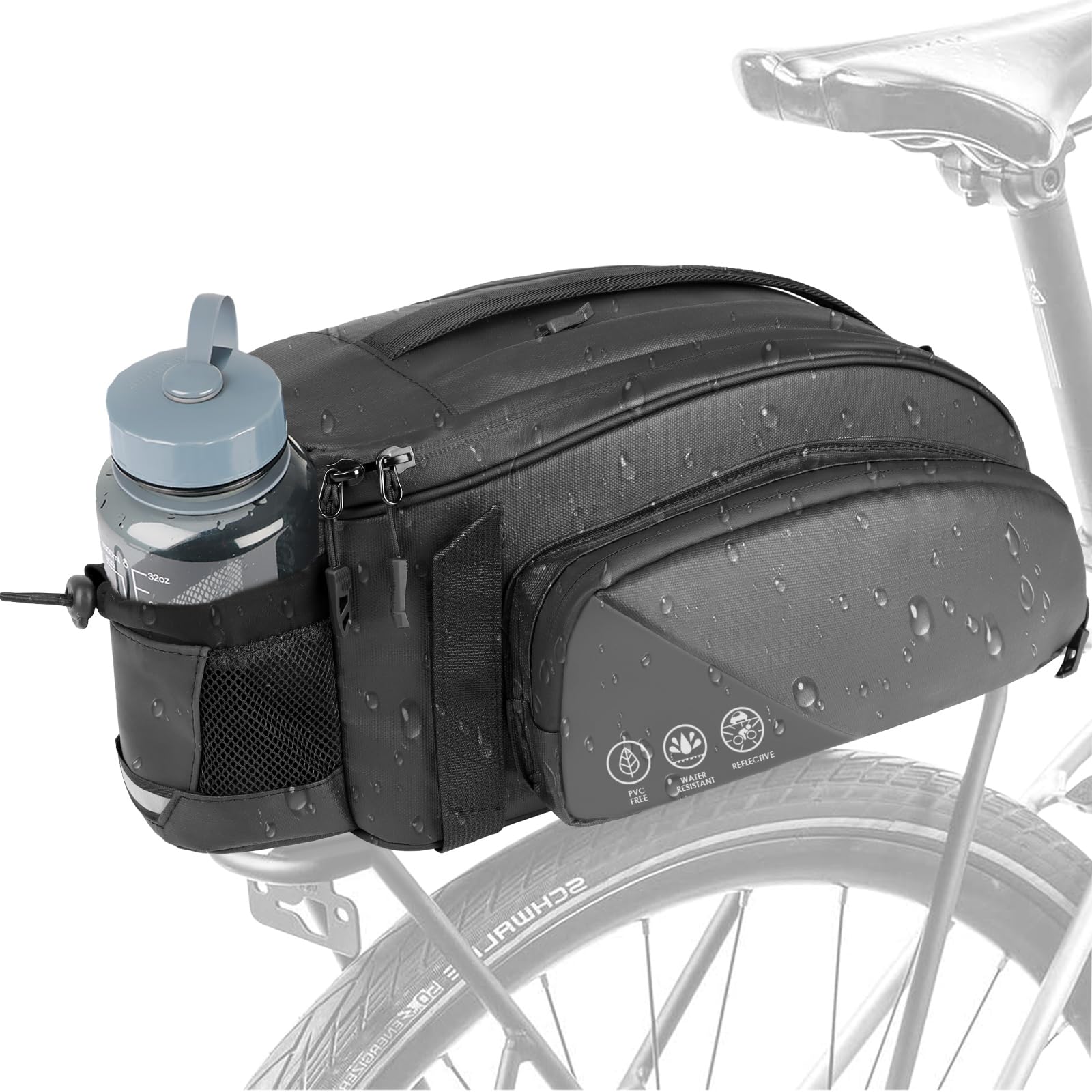QYCHHJ Bike Pannier Bag 12L Waterproof Bicycle Rear Rack Bag Extendable Cycle Storage Pouch with Shoulder Strap Bike Rack Seat Bag Bike Saddle Bag Outdoor Bicycle Pannier Trunk Shoulder Handbag Bag