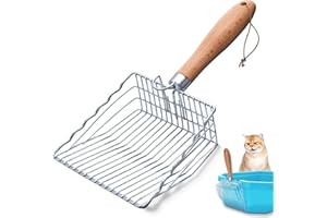 Handzee Cat Litter Scoop, Premium Kitty Shovel with Hook and Hole, Metal Sifter Scooper Stainless Steel for Easy Cleaning, Durable and Heavy Duty, Odor-Free for Litter Box
