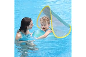 Free Swimming Baby Inflatable Baby Swim Float with Sun Canopy Size Improved Infant Pool Floaties Swimming Pool Toys for The Age of 3-36 Months(Blue, Small)