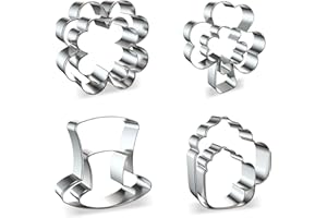 8PCS St Patrick's Day Cookie Cutters Set - Food Grade Stainless Steel Baking Molds for Shamrock, Four-leaf Clover,Gentleman's