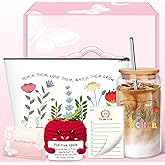 Teacher Gifts for Women, Teacher Must Haves with 16 Oz Glass Cup with Lid, Makeup Bag, Sticky Notes, Birthday Gifts for Women, Coworkers, Thank you gift for Teacher's Day, Thanksgiving, Christmas