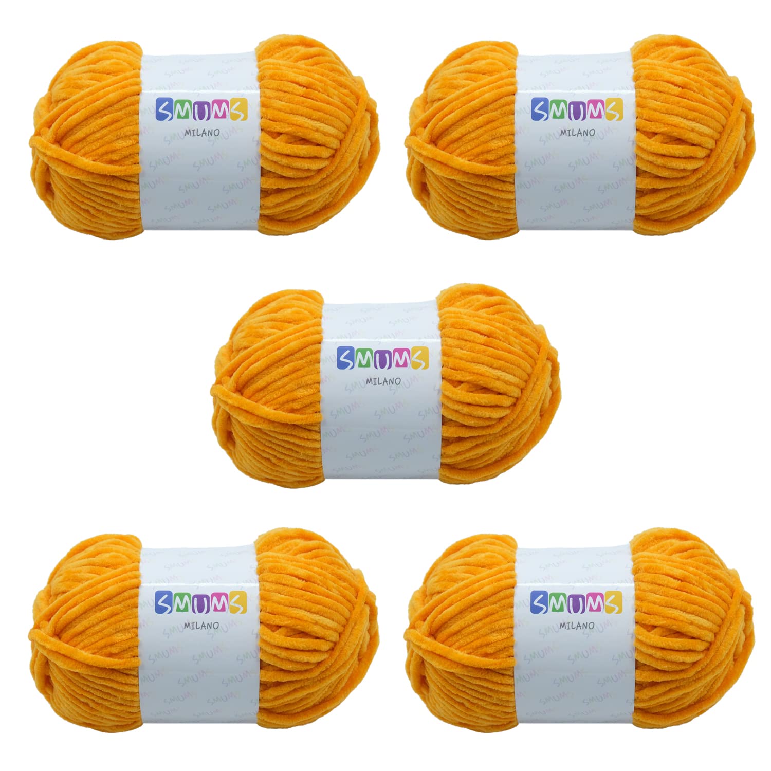 SMUMS Super Chunky | Knitting Wool Yarn for Crochet | 5 x 100 gr. Balls | 120 Meters 100% Polyester | Thick Yarn | Crochet Yarn| Wool for Crochet | Chunky Wool for Knitting | Velvet Yarn (Apricot, 5)