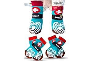 Medical First-Aid Double Sided Anti-Slip Cotton Dog Socks | PawFlex Comfy Pawz Silicone Nonslip at Inner Cuff for No Twisting or Sliding Off | Pet Paw Protection |Wound Care | Traction Control