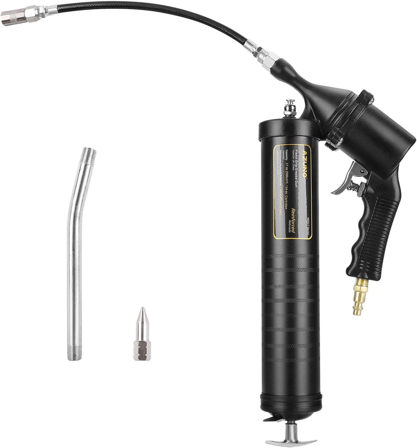 AZUNO Pneumatic Grease Gun, Heavy Duty 6000 PSI Air