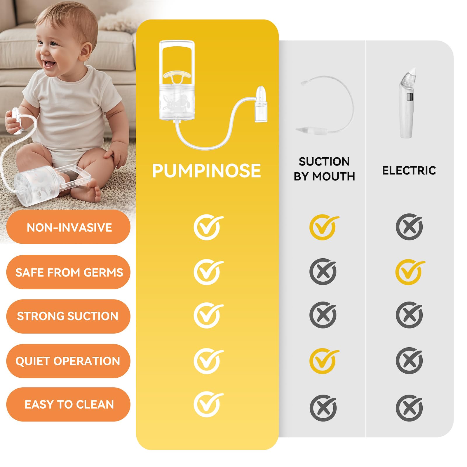 Nasal Aspirator for Baby and Toddler Nose Clearing with Hand Pump and Non-Invasive Tip for Quick, Quiet Suction, Co-Branded with CHIBOJI