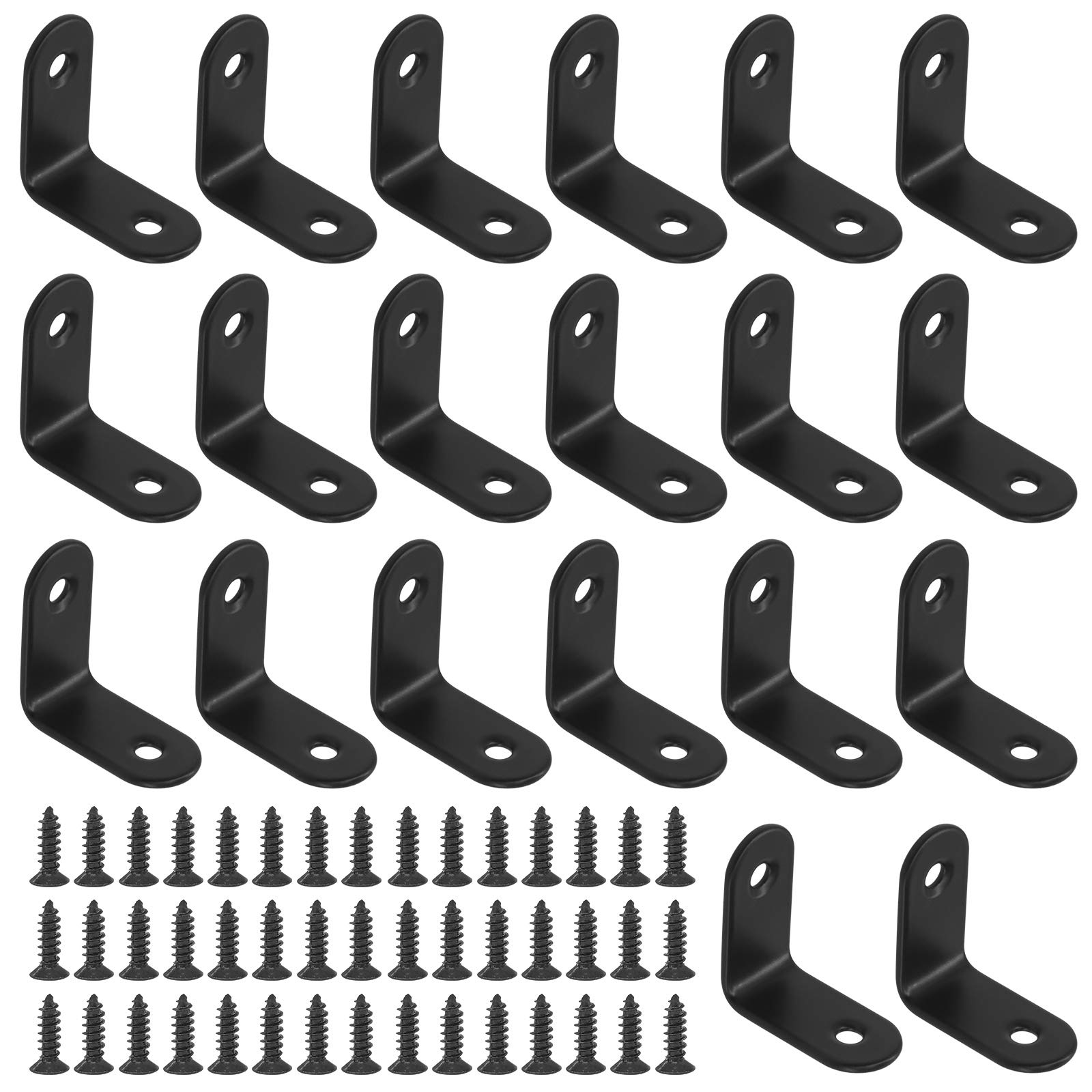 Glarks 20 Set 30mm Black L Bracket Right Angle Corner Brace Joint Fastener for Wood Chair Bookshelf Board Window Furniture Cabinet (30x30x2mm)