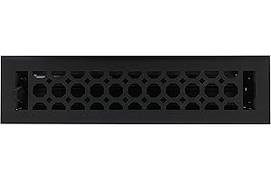 Empire Register Co, Vent Cover - 2x12 inch, Honeycomb Design, Textured Black Finish, Heavy Duty Floor Vent Covers, Metal Damper Attached. Vent Covers for Home Floor only.