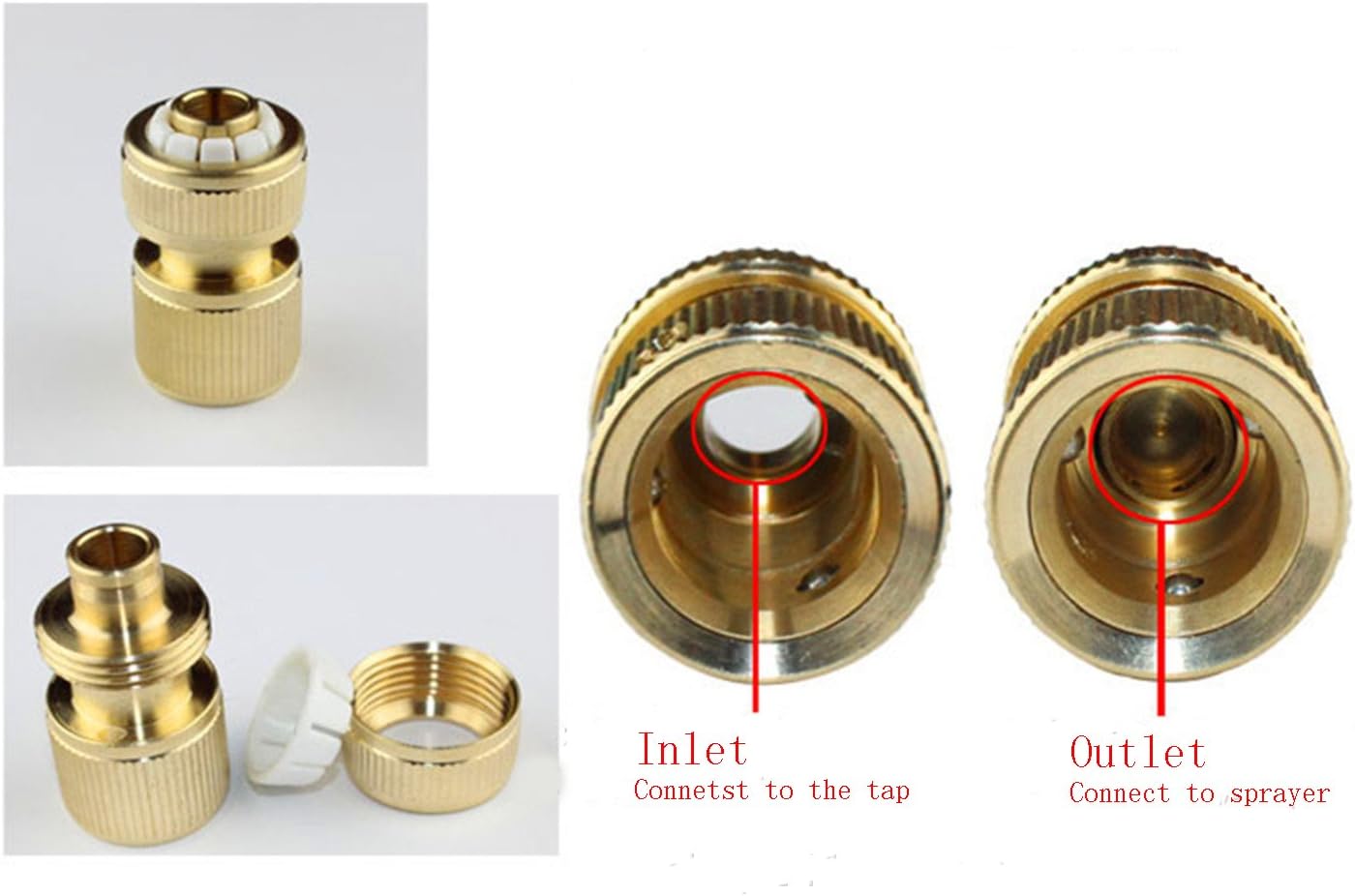 NUZAMAS Set of 4 Solid Brass Garden Hose Adaptors Lawn Water Hose Pipe Fitting Set Connectors Tap Adaptors - Image 3