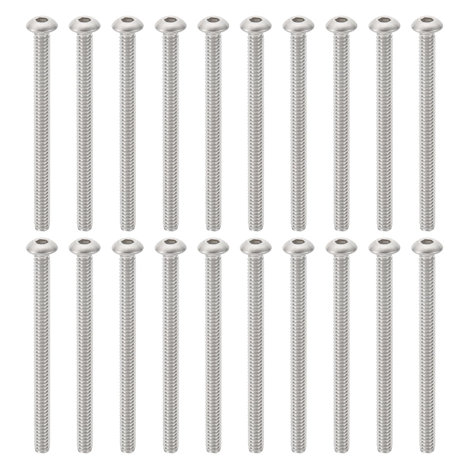 PATIKIL #10-24 * 2-1/2" Button Head Socket Cap Screws, 20 Pcs 304 Stainless Steel 18-8 Socket Cap Screw Bolts Allen Hex Drive Full Thread UNC