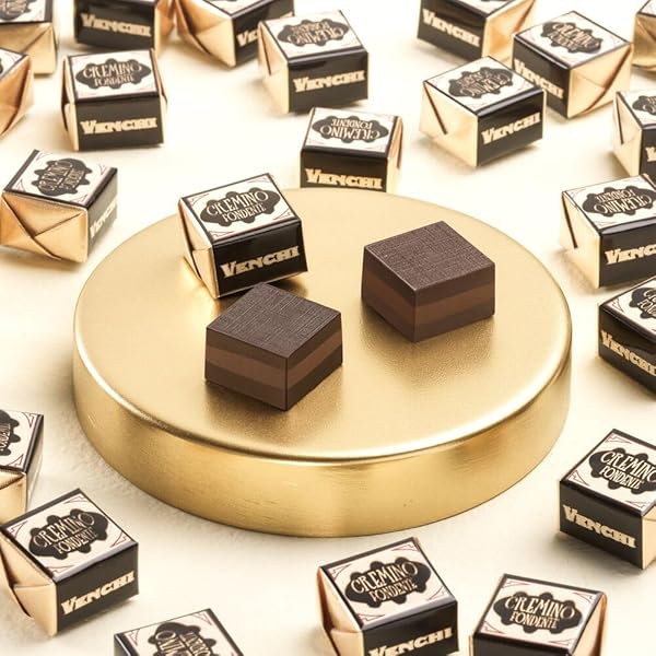 VENCHI – MURRINE GIFT BOX WITH 25 CREMINO EXTRA DARK CHOCOLATES, WITH MEDITERRANEAN ALMOND PASTE AND CREAMY PIEDMONT HAZELNUT GIANDUJA CHOCOLATE, GLUTEN-FREE AND VEGAN