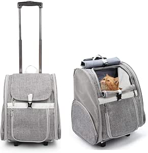 Amazon.com: Lollimeow Portabebés para mascotas, mochila para perros con  ruedas, gatos, cachorros, bolsa de viaje con ruedas, carrito para perros  (gris) : Productos para Animales