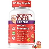 SmartyPants Kids Multivitamin & Immunity Gummies: Vitamins C, D, B6, B12, A, and Zinc for Immune Support, Biotin, Iodine, Gluten Free, Two Fruit Flavors, 60 Count (30 Day Supply)
