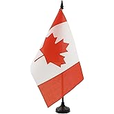 AZ FLAG Canada Table Flag 5'' x 8'' - Canadian Desk Flag 21 x 14 cm - Black plastic stick and base