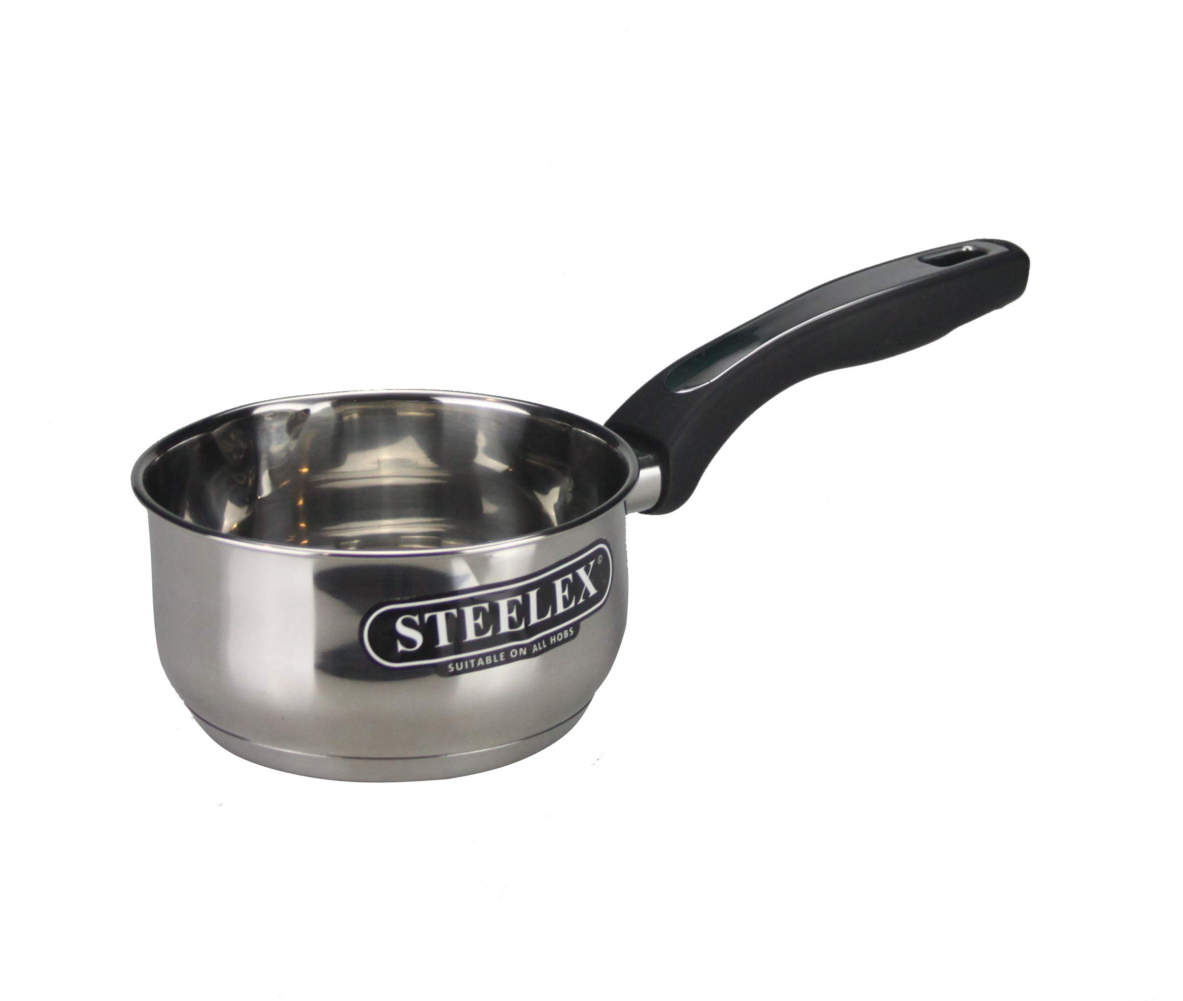 Stainless Steel Induction Milk Pan - 14cm with Pouring Lip Spout - Deep Saucepan