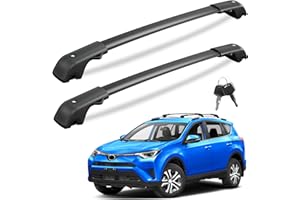 KINGGERI 300LBS Lockable Roof Rack Cross Bars Compatible with Toyota RAV4 2013-2018, Lockable Aluminum Heavy Duty Crossbar Anti-Theft Metal Lock Key Black Matte Powder Coated Non-Corrosion