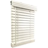 US Window And Floor 2" Faux Wood 16.5" W x 48" H, Inside Mount Cordless Window Blinds, 16.5 x 48, Smooth White
