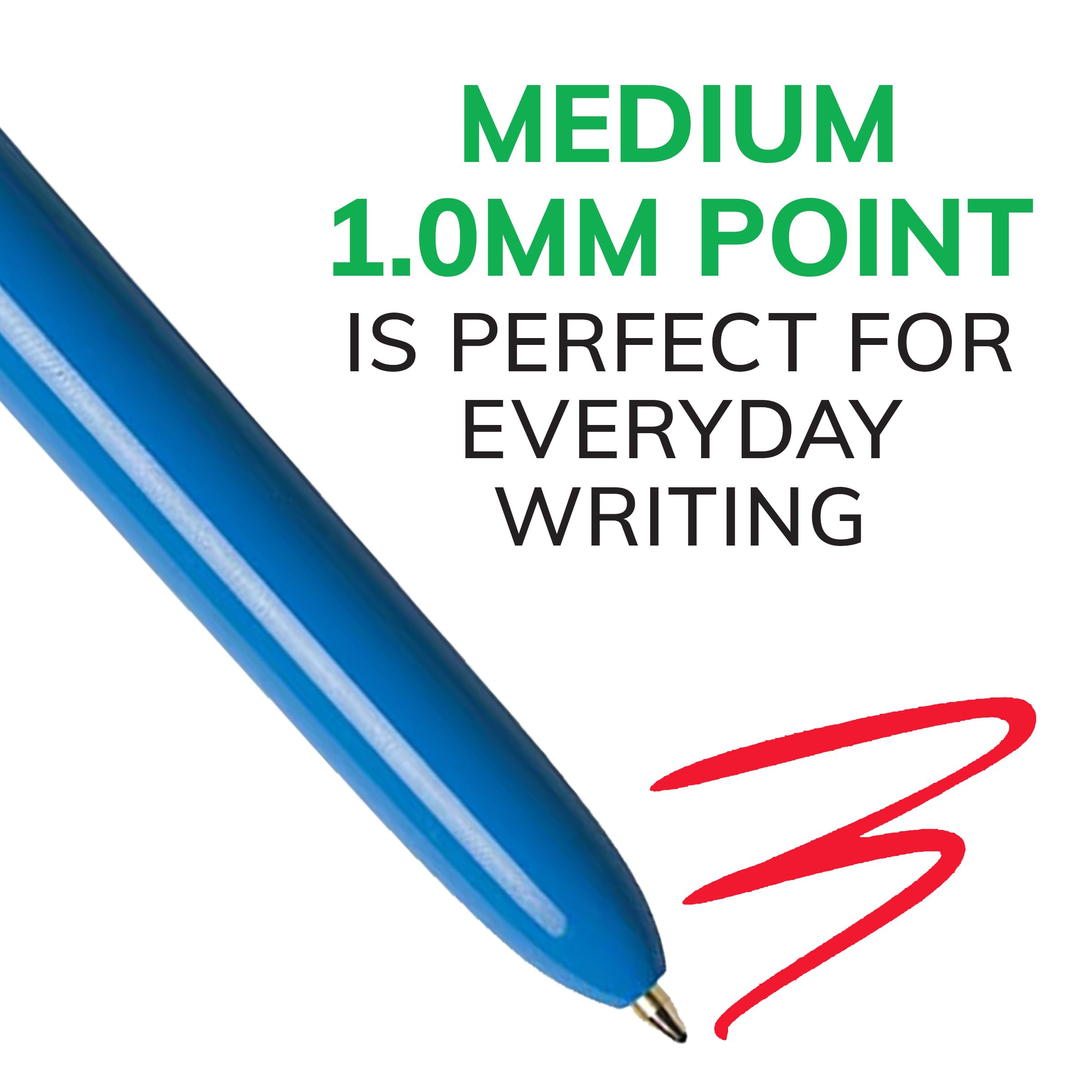 BIC 4-Color Original Retractable Ballpoint Pen with 1.0 mm Medium Point, 3-Count in Assorted Ink