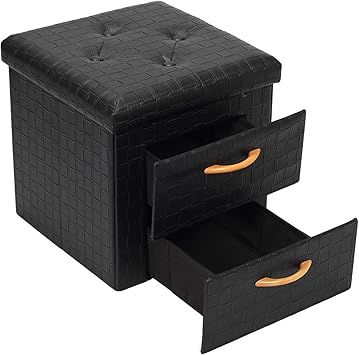 Amazon Com B Fsobeiialeo Storage Ottoman With 2 Drawers Square