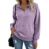 SHEWIN Womens Sweatshirt Casual Long Sleeve Half Zip Pullover Lightweight Sweatshirts Tops Fall Fashion Outfits 2025