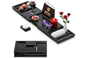 ROYAL CRAFT WOOD Premium Foldable Bathtub Tray - Expandable Bath Tray for Tub - Luxury Bathtub & Bathroom Accessories