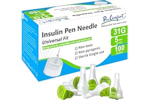 Pro Comfort Insulin Pen Needles 31G 5mm (3/16"), Diabetic Needles for Insulin Injections, 100 Ct, Universal Fit, Compatible with Most Pen Injector Device, Super Thin for Diabetes Comfortable Injection