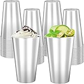 BYMIOYA Disposable Plastic Cups 50 Pcs 16oz Silver Drinking Cup. These Disposable Cups for Both Hot and Cold Drinks, Including Coffee and Cocktails. Ideal for Weddings, Birthdays, Parties, and Picnics