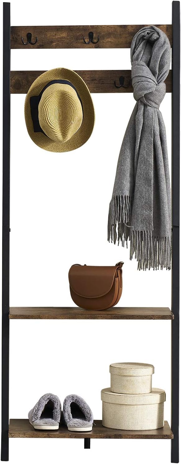 industrial shoe rack on Furniture Narrow Entryway Coat Rack With Shoe Rack And Storage Shelves Organizer For Hallway Room Vintage Brown Homyshopy Industrial Hall Tree Against The Wall Home Kitchen
