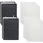 PUREBURG Replacement Filter Compatible With HEAPETS P339 Air Purifier # MPHELW-P339, 2-Pack H13 HEPA + Activated Carbon Filter + Pre-Filters x 8 Air Clean Dust VOCs Odor