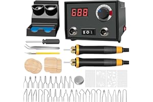 FIRElood Wood Burning Tool, Wood Burner kit Pen 25~750℃, Wood Burning kit with Digital Thermometer Temperature Adjustable Temperature, 2 pyrographic Wood Burning pens, 30 Wood Burning Pen Tips