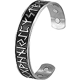 TEAMER Stainless Steel 24 Runes Bracelet Fashion Design Viking Bangle Antique Silver Black Cuff Bangle for Men