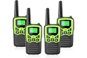 Walkie Talkies with 22 FRS Channels, MOICO Walkie Talkies for Adults with LED Flashlight VOX Scan LCD Display, Long Range Family Walkie Talkie Radios for Hiking Camping Trip (Green, 4 Pack)