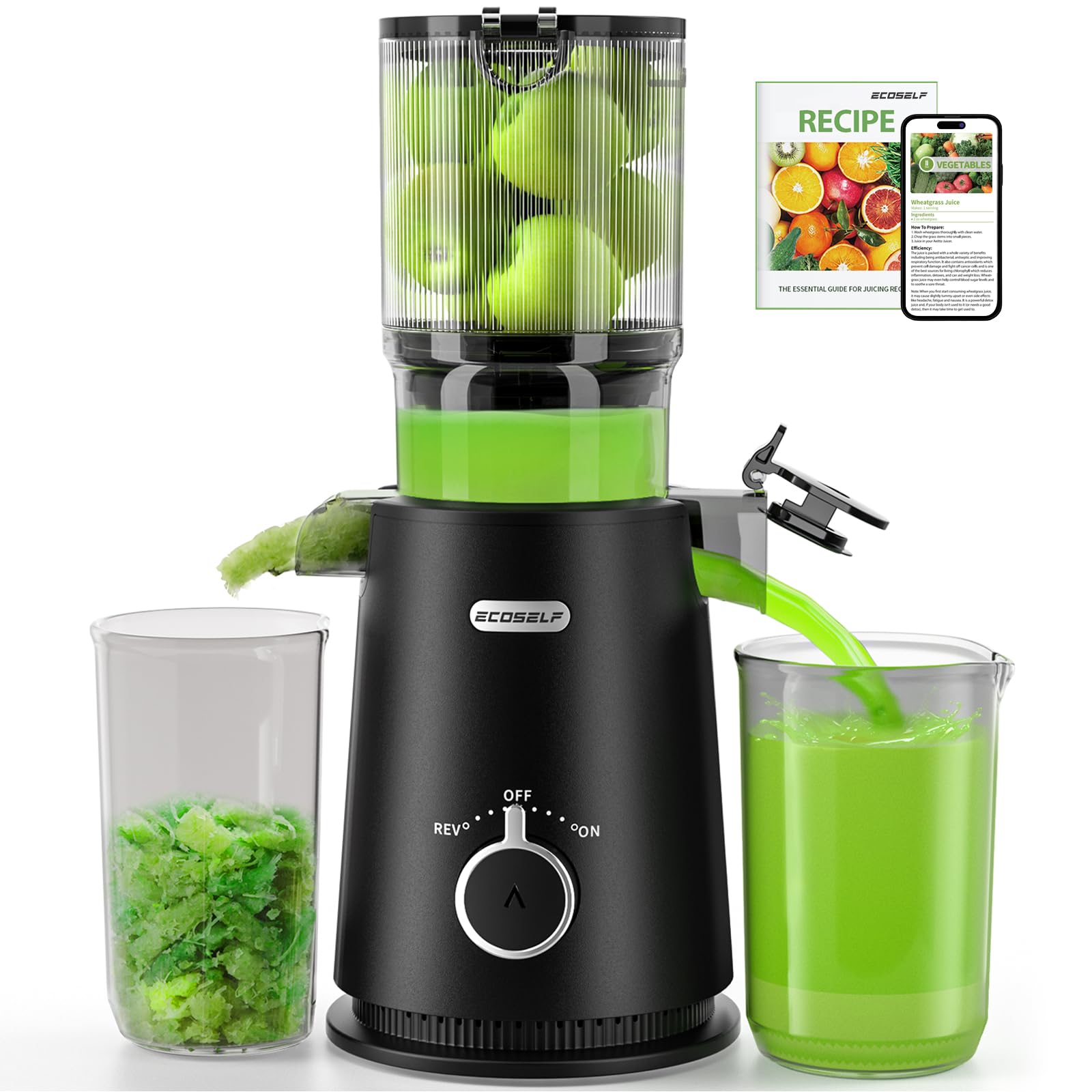 Photo 1 of **DOESNT TURN ON**PARTS ONLY**
ECOSELF Juicer Machines Easy to Clean, with Wide Mouth & Large Feed Chute, Professional Cold Press Juicer For Whole Fruits & Vegetables, Self Feeding for Juice Extractor Machine, High Juice Yield