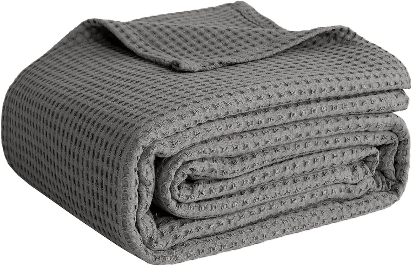 Photo 1 of 100% Cotton Blankets Throw Size for Bed - Waffle Weave Blankets for Summer, Lightweight and Breathable Soft Woven Blanket for Spring, (Light Grey, Throw (50" x 60"))