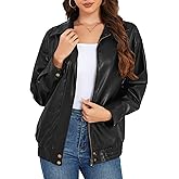 Vankovishion Women's Leather Jacket Faux Zip up Oversized 2025 Fall Motorcycle Outerwear With Pockets