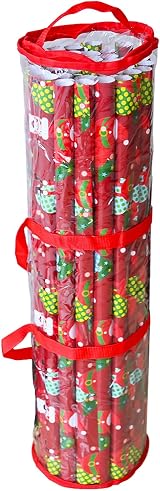 RAM ONLINE Christmas Cylinder Gift Wrap Storage Clear Bag Organiser view 3