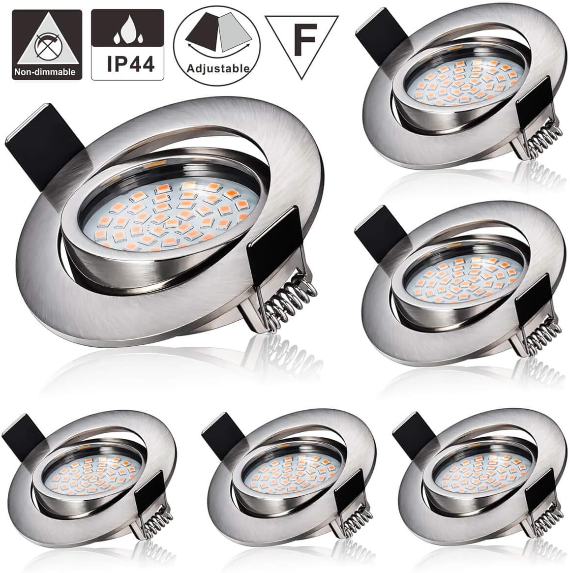 Azhien LED Einbaustrahler 6er Set - 4W IP44 Deckenspots 3000K Warmweiß