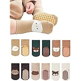 BEHELE Baby Non-Skid Sock Non Slip Toddler Sock with Grips Anti-Slip Crew Sock for Infant Toddler Boy Girl 6 Pairs