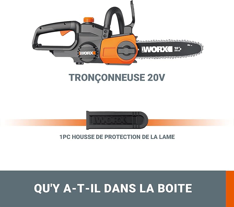 Tronçonneuse sans fil 20V WG322E.9 guide 25 cm