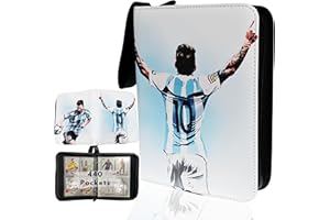 RUCHER Soccer Card Binder 440 Pockets- Waterproof Trading Card Album with 55 Removable Sleeves Fit - 3 Rings with Zipper -Compatible with Topps Sports Cards Collection