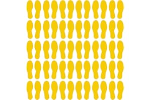 LiteMark Floor Vinyl Decals Footprint Stickers – line up Stickers for Classroom Floor, Offices, Dance, Events – Durable Gloss Finish Spot Markers, Yellow, 9 Inch, Pack of 60 Pcs (30 Pairs)