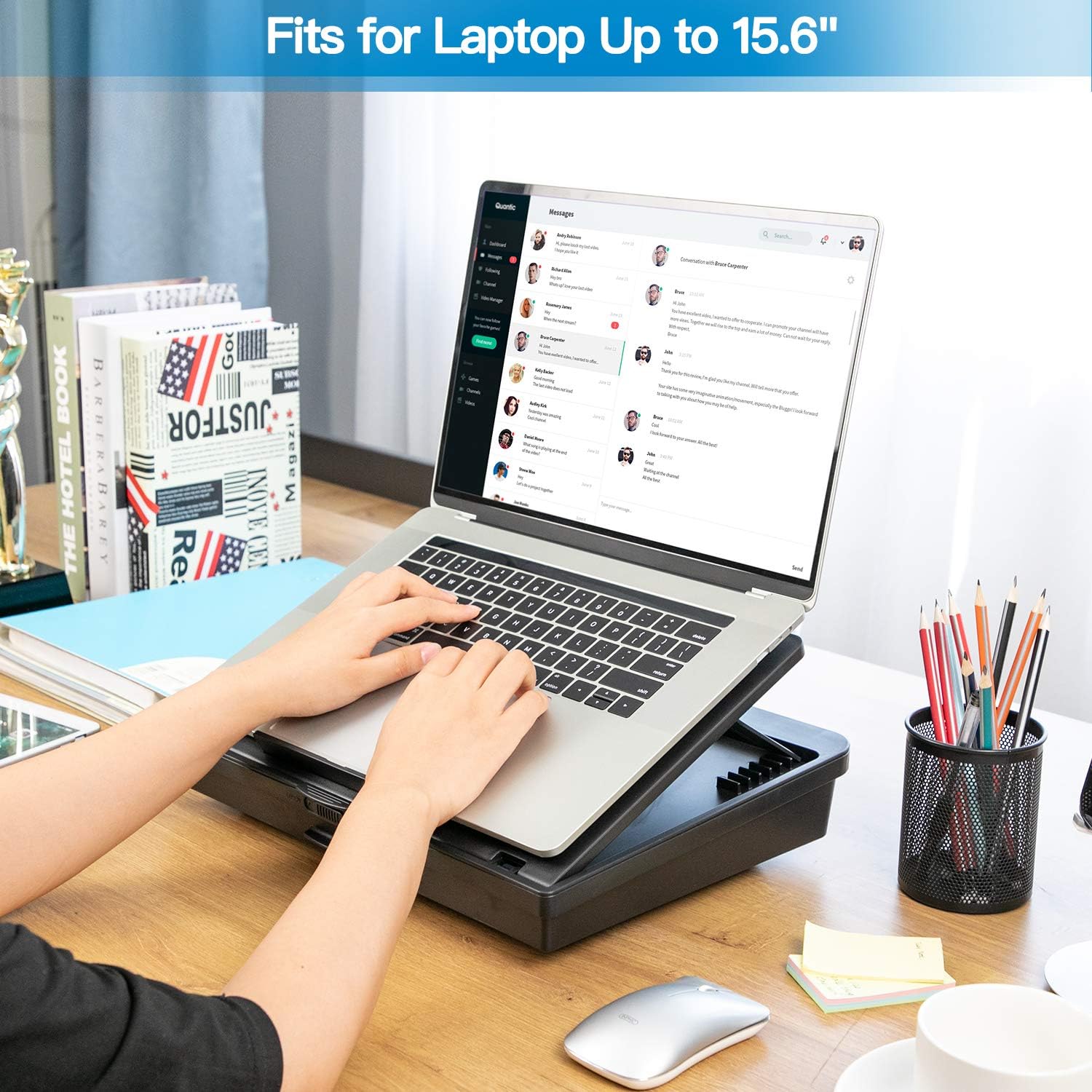 HUANUO Adjustable Lap Desk - Laptop Stand with Storage Space & 7 Adjustable Angles, Fits up to 15.6 Inch Laptops, Portable Lap Desk with Pillow Cushion for Laptop, Tablet & Reading: Home & Kitchen