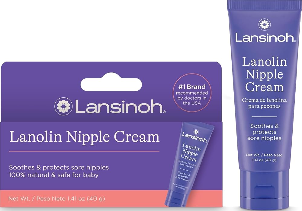 Lansinoh Lanolin Nipple Cream, 1.41 Ounces | Safe for Breastfeeding Baby, 100% Natural Nipple Butter, Breastfeeding Essential