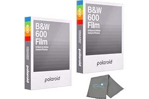 Polaroid Black & White, 2 Pack, 16 Instant Film for 600 and i-Type Cameras Bundle with a Cleaning Cloth